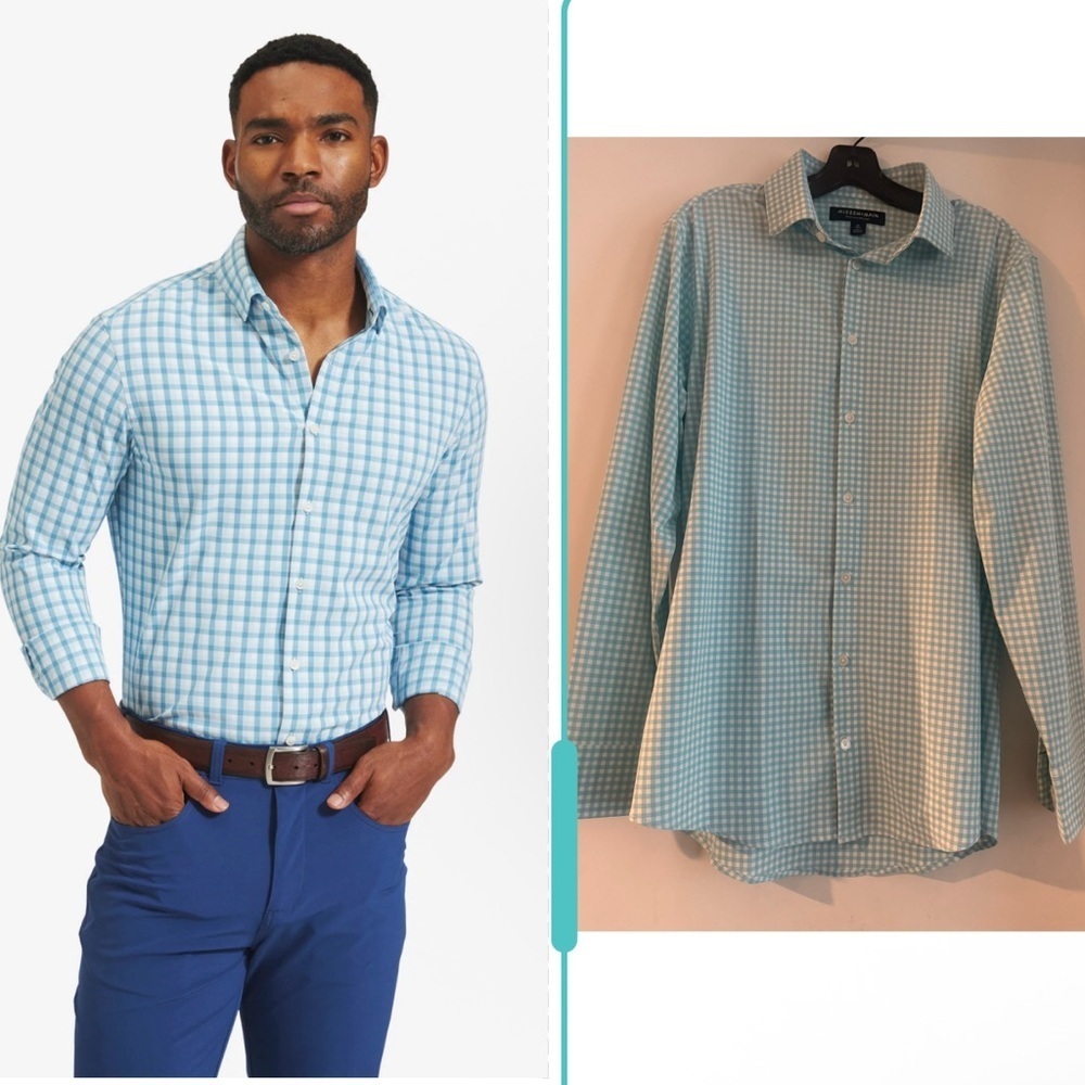 Mizzen Main Leeward Performance Menswear Checkered Button Down Size M